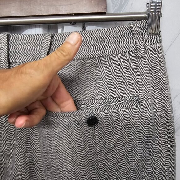 Vintage Isaac Mizrahi Gray Chevron Business Preppy Wool Blend Trousers Pants 10 - Picture 7 of 11